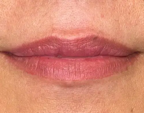 micropigmentacion Primer plano de los labios de una persona con color natural, con un tono ligeramente irregular y una textura sutil. La piel alrededor de los labios es clara, ligeramente texturizada y realzada con belleza gracias a la micropigmentación labial para un look pulido y natural. Monica Aranguez